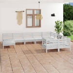 Set Divani da Giardino 10 pz Bianco in Legno Massello di Pino