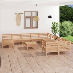 Set Divani da Giardino 12 pz in Legno Massello di Pino