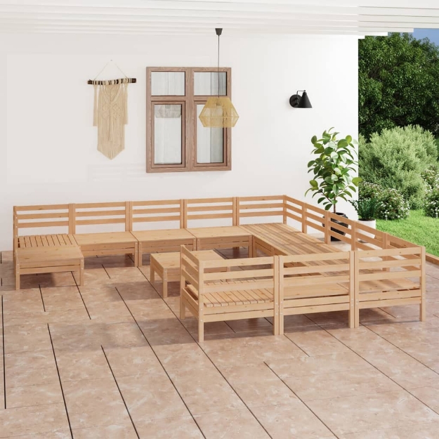 Set Divani da Giardino 13 pz in Legno Massello di Pino