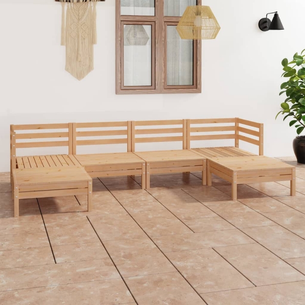 Set Divani da Giardino 6 pz in Legno Massello di Pino