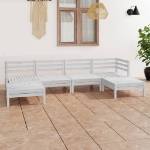 Set Divani da Giardino 6 pz Bianco in Legno Massello di Pino