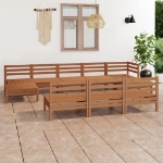 Set Divani da Giardino 10 pz Miele in Legno Massello di Pino