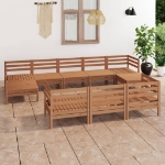 Set Divani da Giardino 10 pz Miele in Legno Massello di Pino