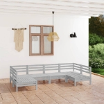 Set Divani da Giardino 6 pz Bianco in Legno Massello di Pino