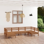 Set Divani da Giardino 6 pz Miele in Legno Massello di Pino