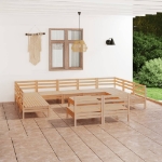 Set Divani da Giardino 12 pz in Legno Massello di Pino