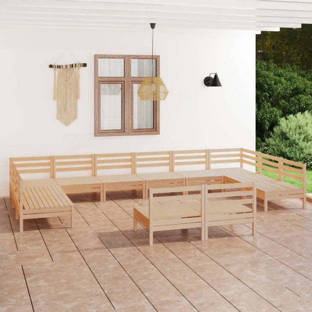 Set Divani da Giardino 12 pz in Legno Massello di Pino