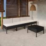 Set Divani da Giardino 5 pz con Cuscini in Polyrattan Nero