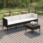 Set Divani da Giardino 5 pz con Cuscini in Polyrattan Nero