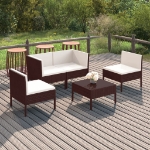 Set Divani da Giardino 5 pz con Cuscini in Polyrattan Marrone