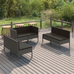 Set Divani da Giardino 6 pz con Cuscini in Polyrattan Grigio