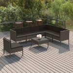 Set Divani da Giardino 8 pz con Cuscini in Polyrattan Grigio