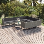 Set Divani da Giardino 11 pz con Cuscini in Polyrattan Grigio