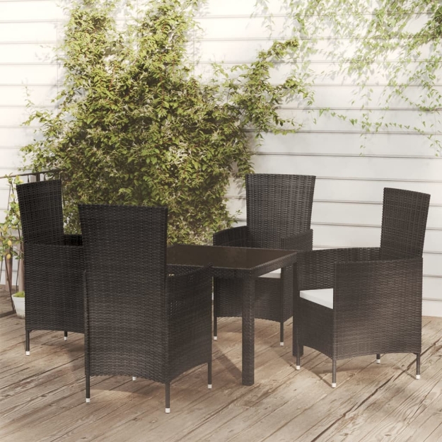 Set Mobili da Giardino 5 pz con Cuscini in Polyrattan Nero