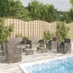 Set Divani da Giardino 8 pz con Cuscini in Polyrattan Grigio