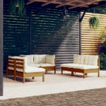 Set Divani da Giardino 6 pz con Cuscini Legno Massello di Pino