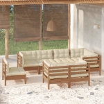 Set Divani da Giardino 8 pz con Cuscini Miele Legno di Pino