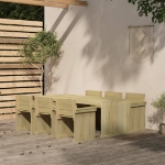 Set da Pranzo per Giardino 7 pz in Legno di Pino Impregnato