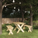 Set da Pranzo da Giardino 3 pz in Legno di Pino Impregnato