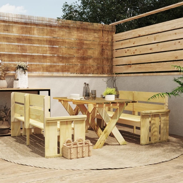 Set da Pranzo da Giardino 3 pz in Legno di Pino Impregnato