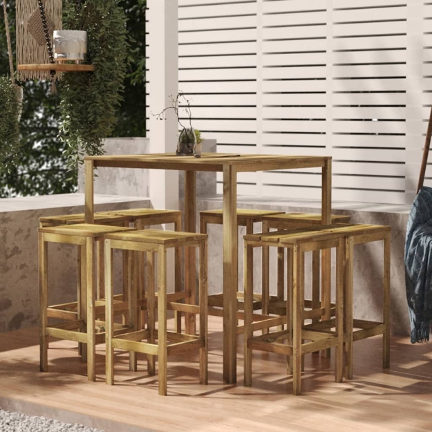 Set Bistrò da Giardino 9 pz in Legno di Pino Impregnato