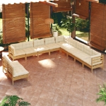 Set Divani da Giardino 11 pz con Cuscini Miele Legno di Pino