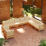 Set Divani da Giardino 10 pz con Cuscini Miele Legno di Pino