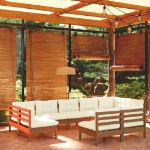 Set Divani da Giardino 9 pz con Cuscini Miele Legno di Pino