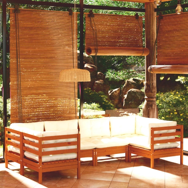 Set Divani da Giardino 6 pz con Cuscini Miele Legno di Pino