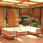 Set Divani da Giardino 9 pz con Cuscini Miele Legno di Pino