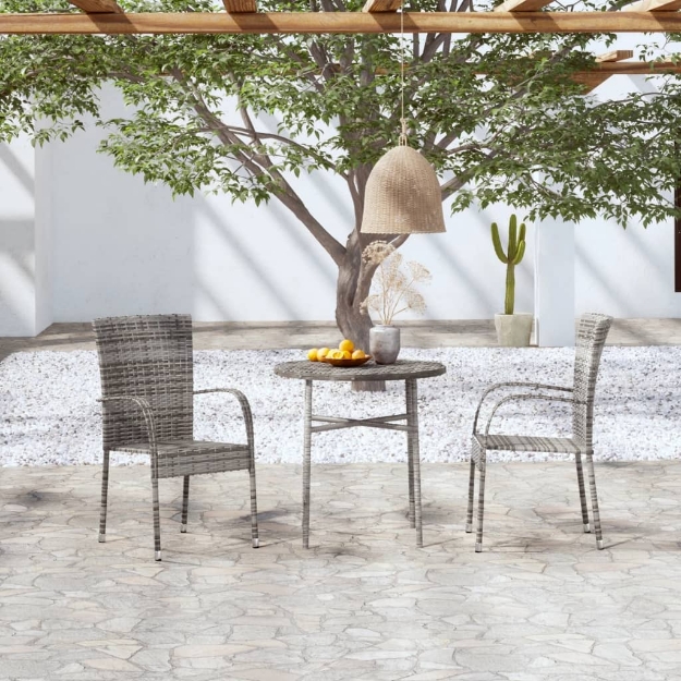 Set Mobili da Pranzo per Giardino 3 pz in Polyrattan Grigio