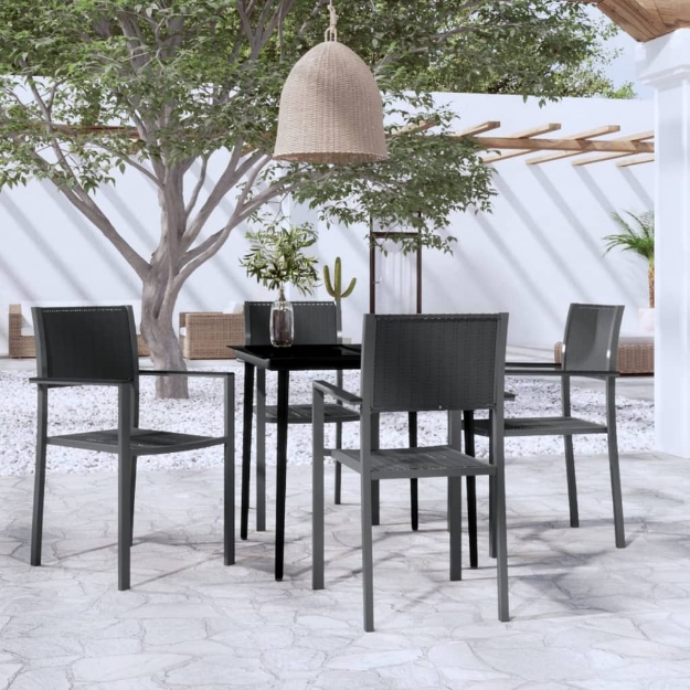 Set Mobili da Pranzo per Giardino 5 pz Nero