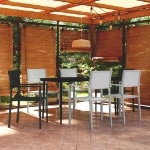 Set Mobili da Pranzo per Giardino 7 pz Nero e Bianco