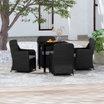 Set da Pranzo per Giardino 5 pz con Cuscini Nero