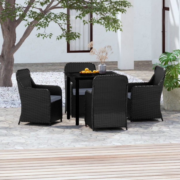 Set da Pranzo per Giardino 5 pz con Cuscini Nero