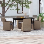 Set da Pranzo per Giardino 5 pz con Cuscini Marrone