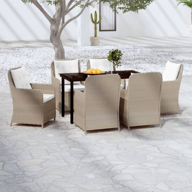 Set Mobili da Pranzo per Giardino 7 pz Marrone