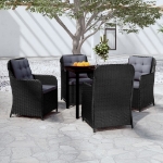 Set Mobili da Pranzo per Giardino 5 pz Nero