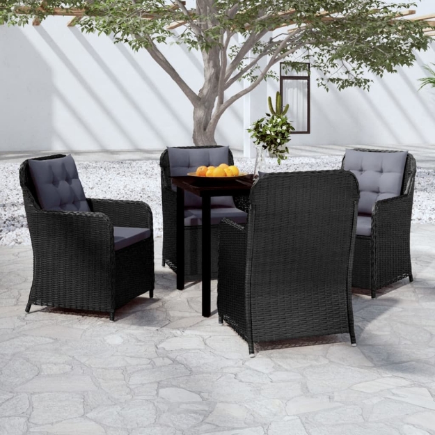 Set Mobili da Pranzo per Giardino 5 pz Nero