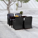 Set Mobili da Pranzo per Giardino 5 pz Nero