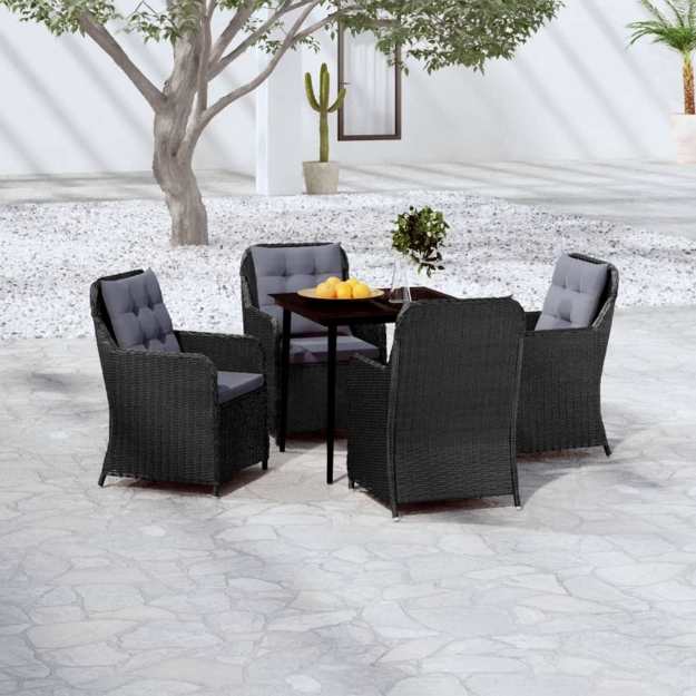 Set Mobili da Pranzo per Giardino 5 pz Nero