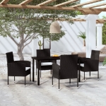 Set Mobili da Pranzo per Giardino 5 pz Nero