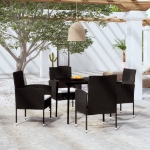 Set Mobili da Pranzo per Giardino 5 pz Nero