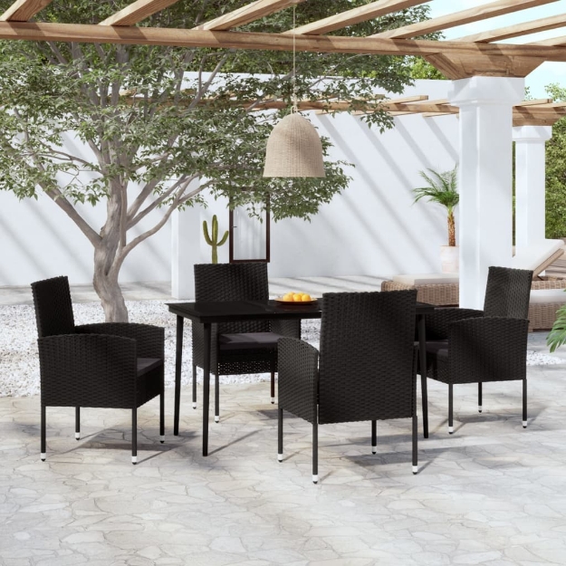 Set Mobili da Pranzo per Giardino 5 pz Nero