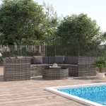 Set Divani da Giardino 6 pz con Cuscini in Polyrattan Grigio