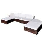 Set Divani da Giardino 6 pz con Cuscini in Polyrattan Marrone