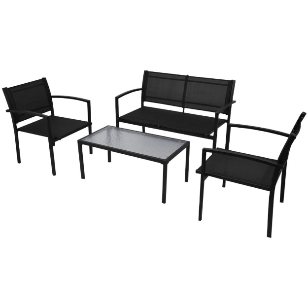 Set da Pranzo da Giardino 4 pz in Textilene Nero