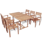 Set da Pranzo da Giardino 7 pz in Legno Massello di Teak