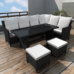 Set Divani da Giardino 4 pz con Cuscini in Polyrattan Nero