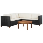 Set Divani da Giardino 4 pz con Cuscini in Polyrattan Nero